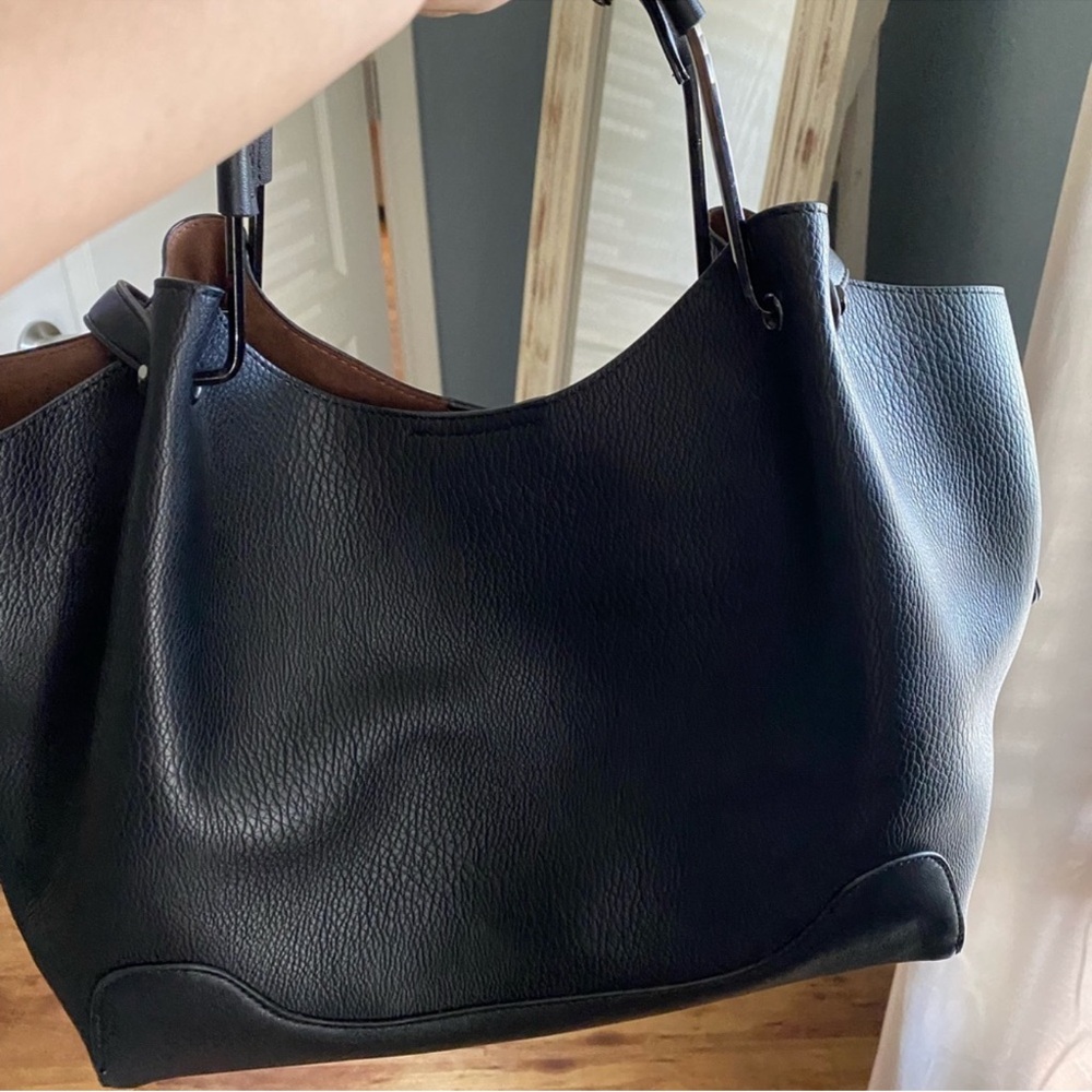 Elegant Black Leather Tote Bag